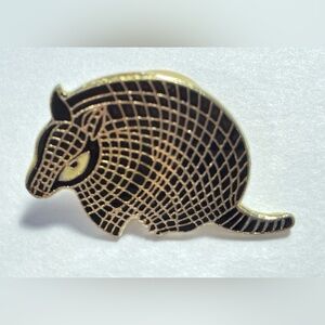 Collectible Armadillo Pin. Black and Gold. Intricate Design. Vintage